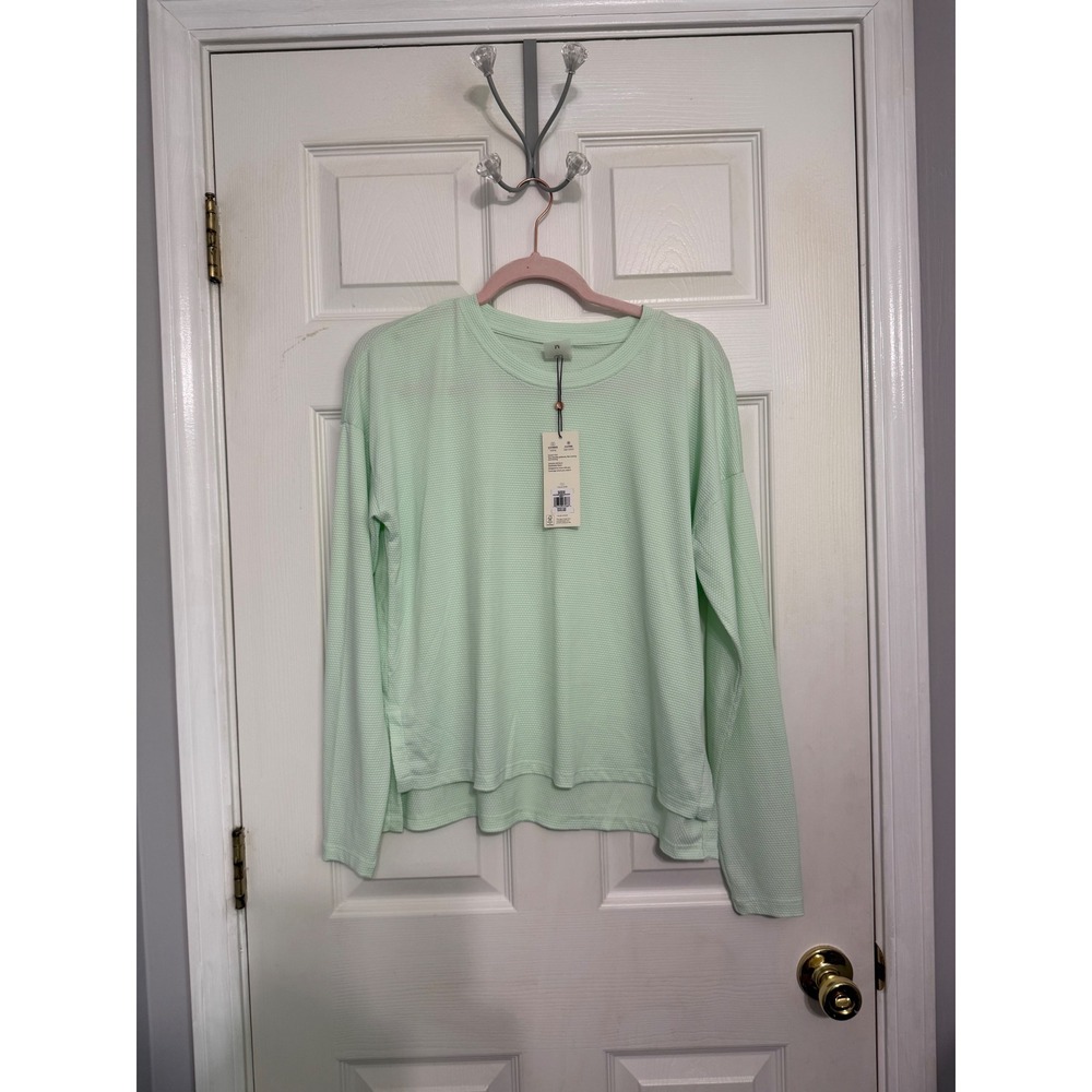 Calia Womens Bubble Mesh Long Sleeve Top Mint Green Wicking Size Med Athleisure